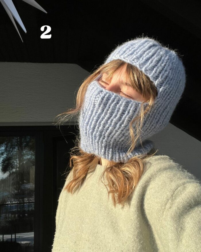 Balaclava handgestrickt hellblau